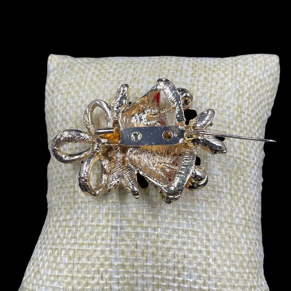 Vintage Christmas Bell Brooch Rhinestone Holiday Pin Gift Occasion Glam Sparkle - Picture 4 of 6